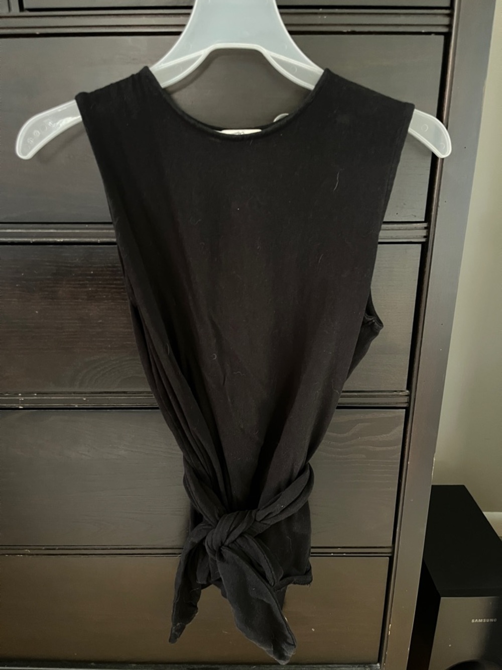 Express Black Knot-Front Sleeveless Top